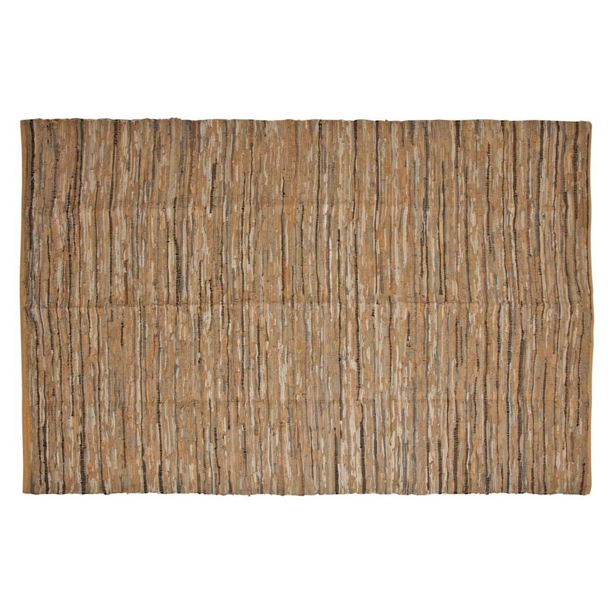 Aubry Gaspard - Tapis en coton recyclé et cuir 300 x 200 cm - Image 1