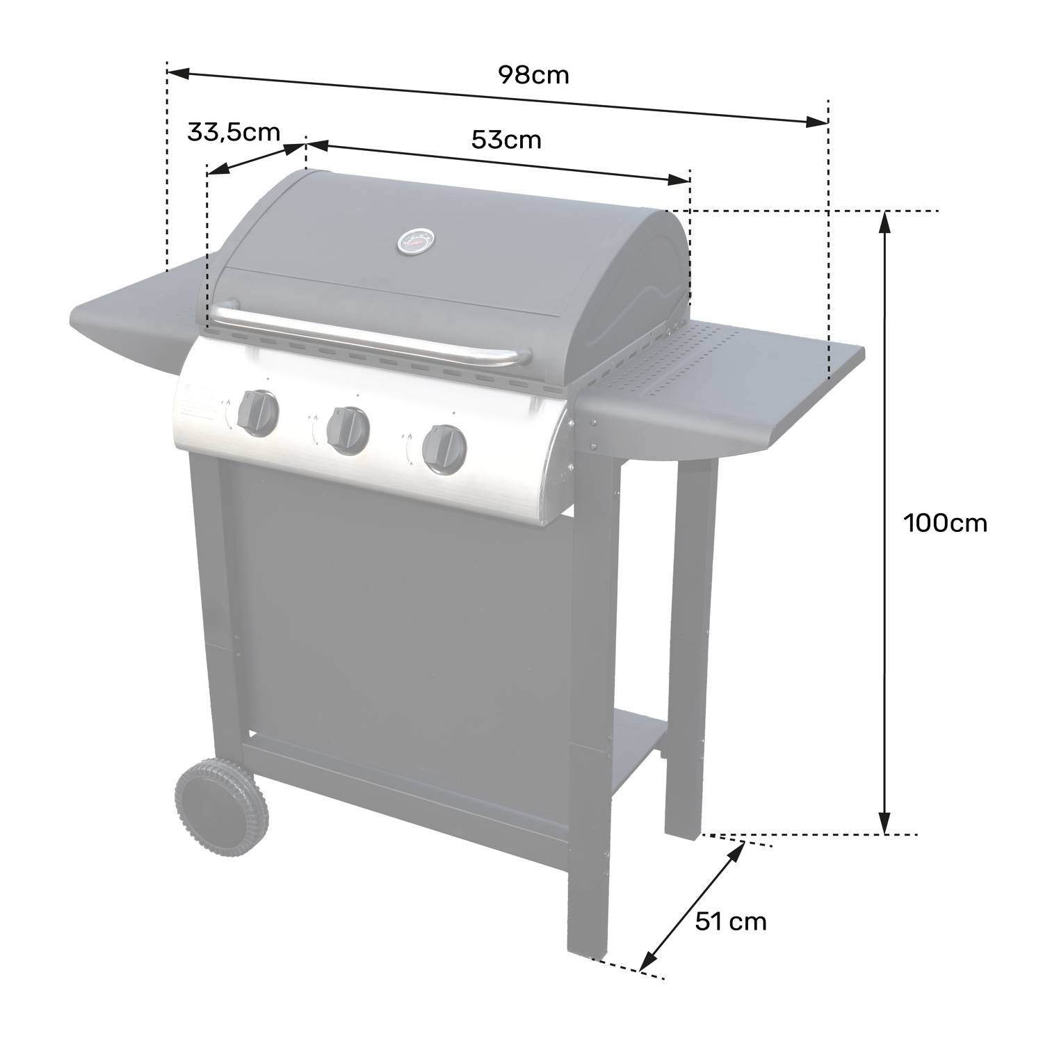 Barbecue au gaz HAWAÏ - 3 brûleurs 8,4kW - HAPPY GARDEN - Image 8