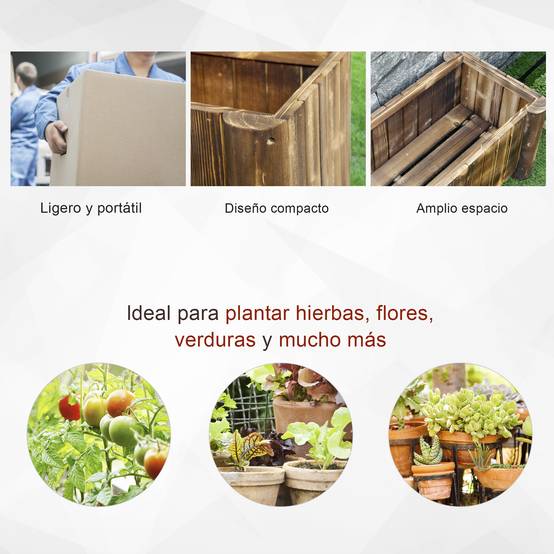 Jardinière rectangulaire à 4 pieds pour cultiver légumes et fleurs au jardin ou sur balcon, 70 x 35 x 30 cm, couleur naturelle - Image 8