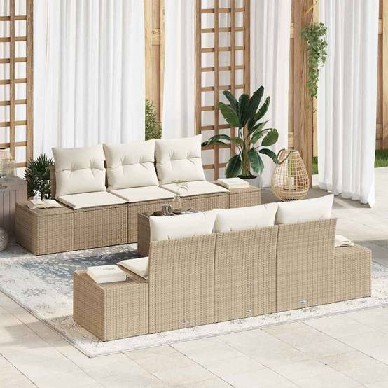 ComfortXL - Salon de jardin 6 places en polyrotin modulable léger résistant aux UV pour jardin Beige – ComfortXL Outdoor Living - Image 1