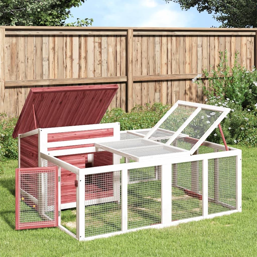 Clapier à lapins en bois avec enclos extérieur pour jardin moka – ComfortXL Outdoor Living - Image 1