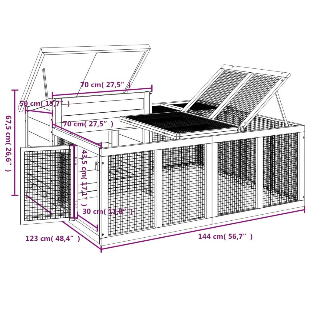 Clapier à lapins en bois avec enclos extérieur pour jardin moka – ComfortXL Outdoor Living - Image 7