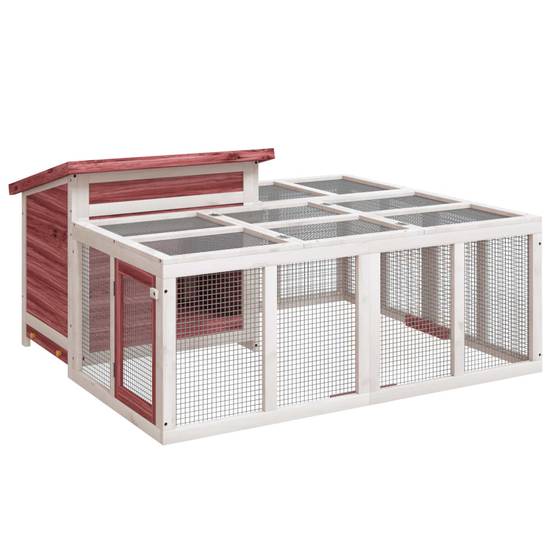 Clapier à lapins en bois avec enclos extérieur pour jardin moka – ComfortXL Outdoor Living - Image 2