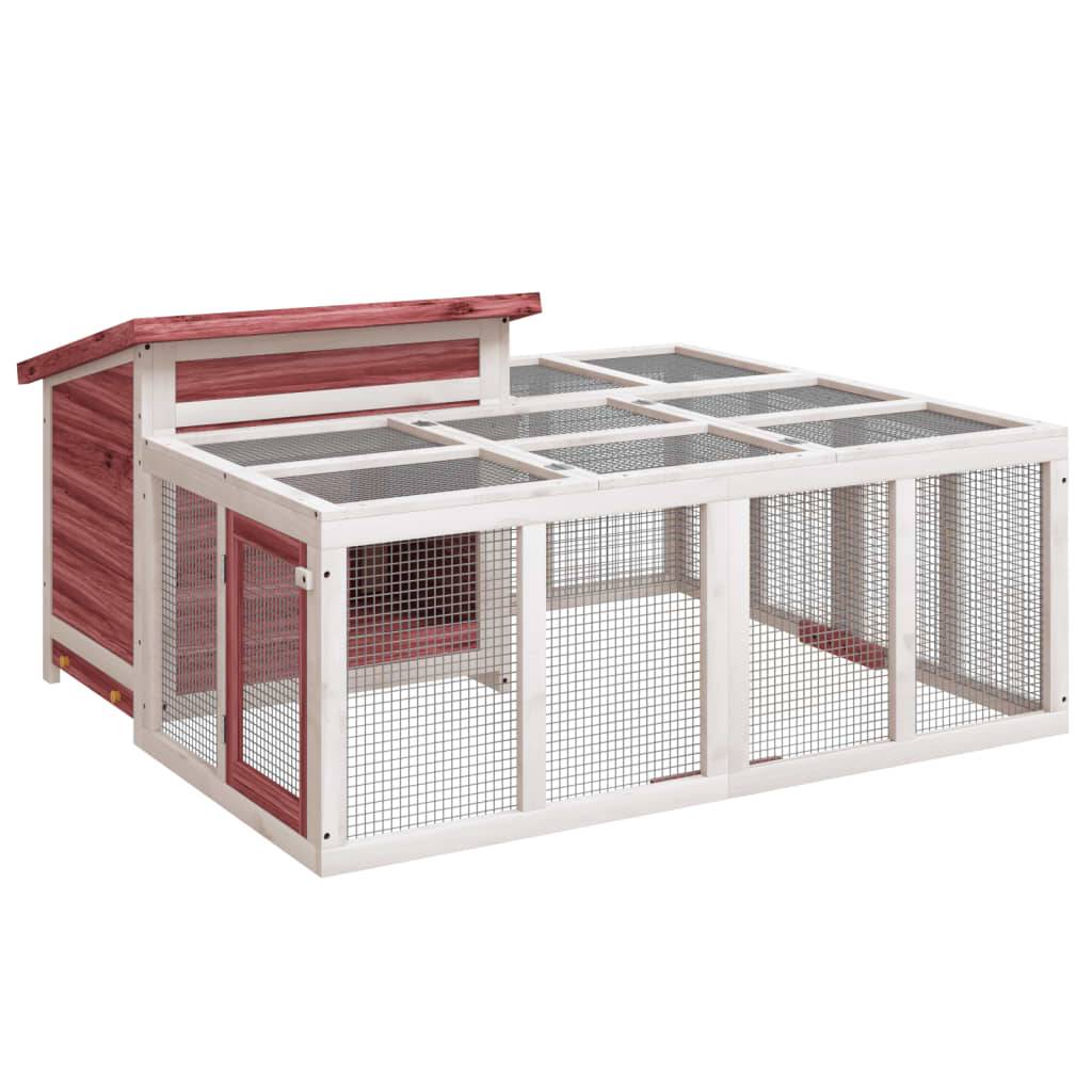 Clapier à lapins en bois avec enclos extérieur pour jardin moka – ComfortXL Outdoor Living - Image 2
