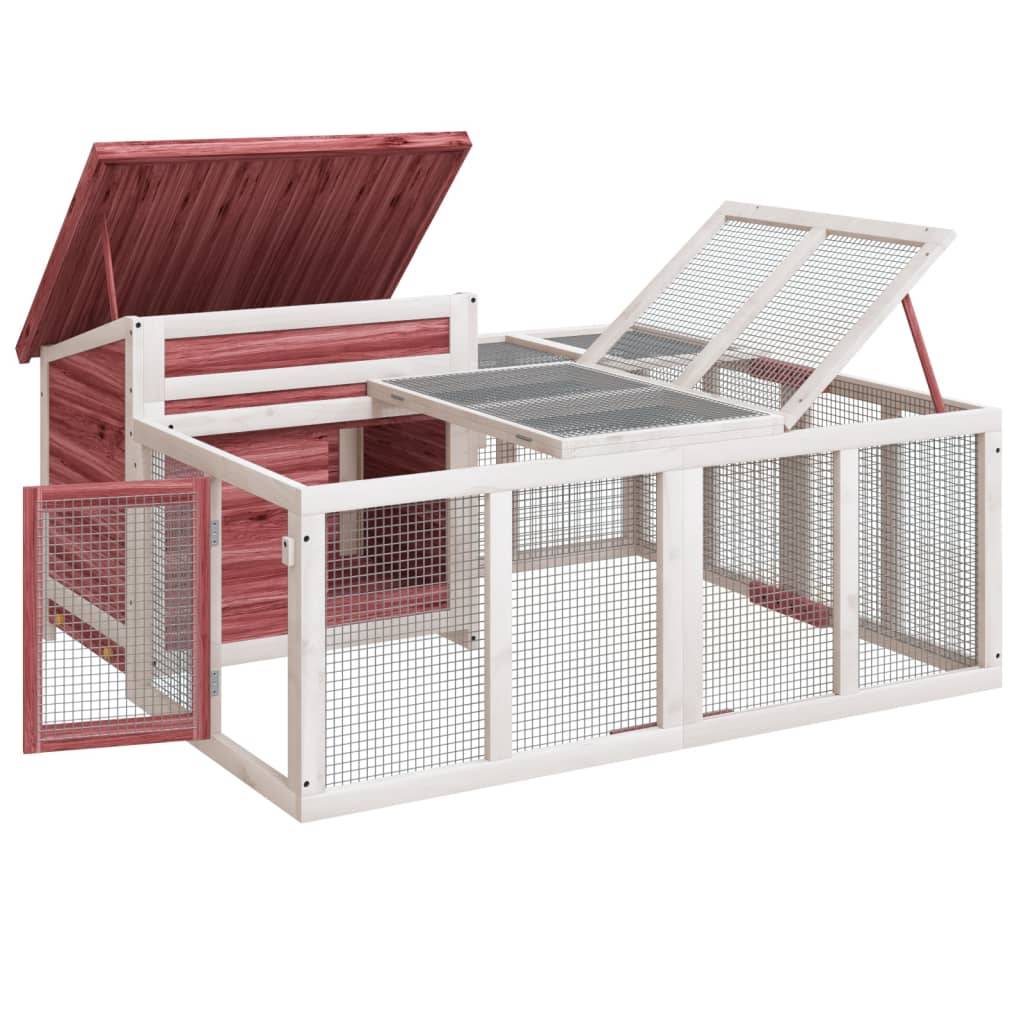 Clapier à lapins en bois avec enclos extérieur pour jardin moka – ComfortXL Outdoor Living - Image 4