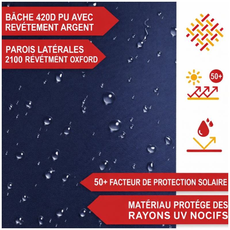 Pavillon 3x3m Tonnelle de jardin pliable Bleu avec fenêtres Sac de rangement inclus - Image 6