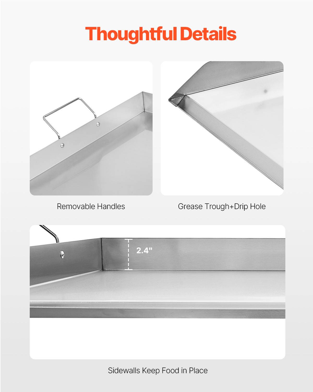 VEVOR Plaque cuisson acier inox 910x525mm, rectangulaire, gaz. - Image 3