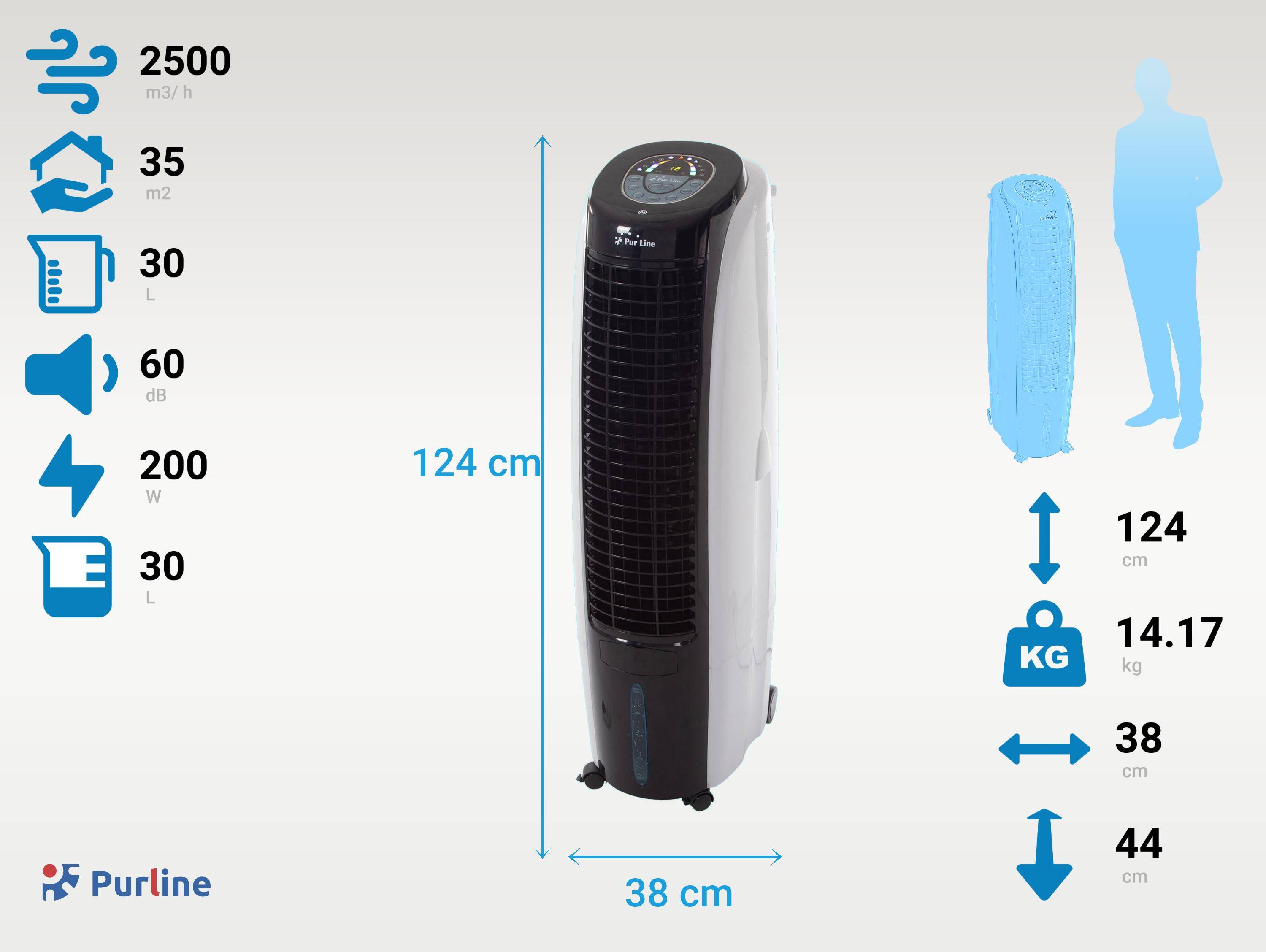Purline - Rafraichisseur d'air par évaporation à débit élevé 6 vitesses - Purline - Image 3