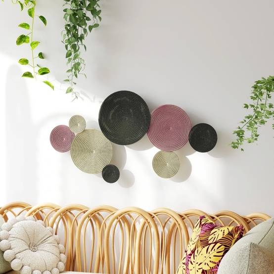 ComfortXL - Décoration murale métal salon chambre design 8 disques 110x58cm multicolore - ComfortXL Outdoor Living - Image 1