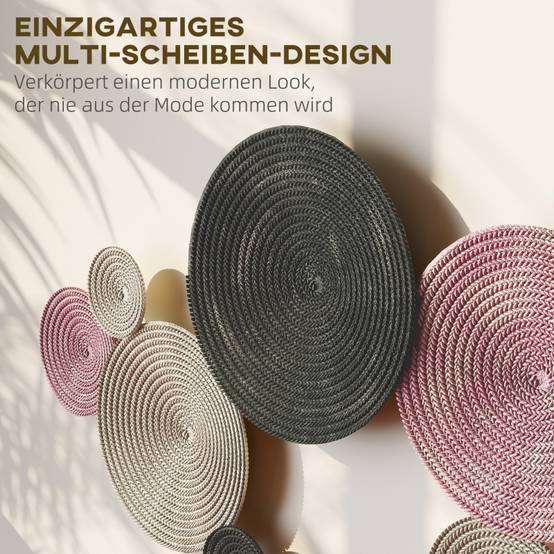 ComfortXL - Décoration murale métal salon chambre design 8 disques 110x58cm multicolore - ComfortXL Outdoor Living - Image 4
