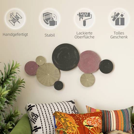 ComfortXL - Décoration murale métal salon chambre design 8 disques 110x58cm multicolore - ComfortXL Outdoor Living - Image 6