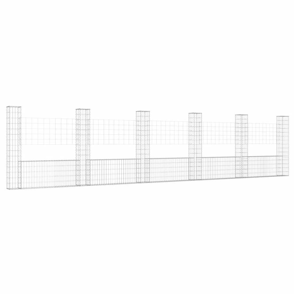 PANGIVO - Panier de gabion en fer argenté 620 x 20 x 150 cm avec 6 poteaux - PANGIVO - Image 2