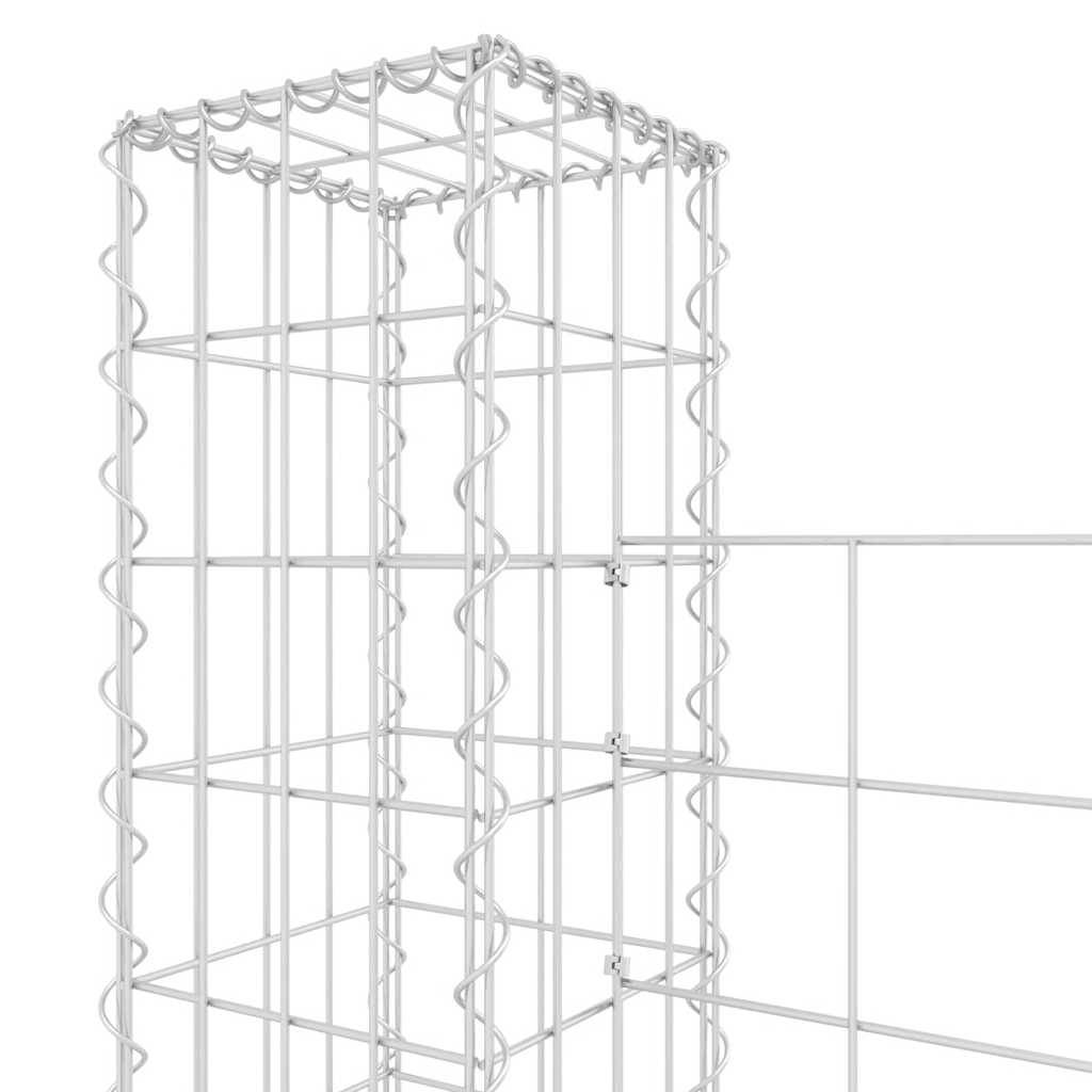 PANGIVO - Panier de gabion en fer argenté 620 x 20 x 150 cm avec 6 poteaux - PANGIVO - Image 5