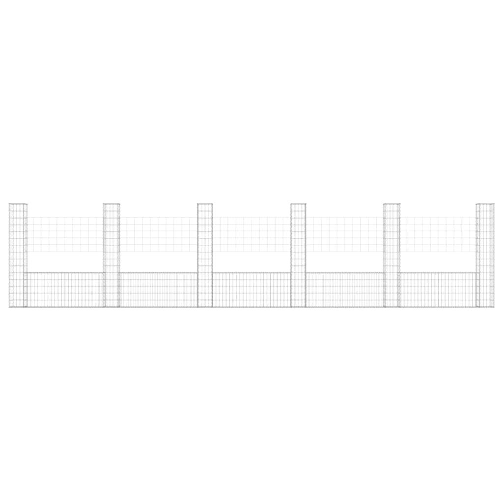 PANGIVO - Panier de gabion en fer argenté 620 x 20 x 150 cm avec 6 poteaux - PANGIVO - Image 3