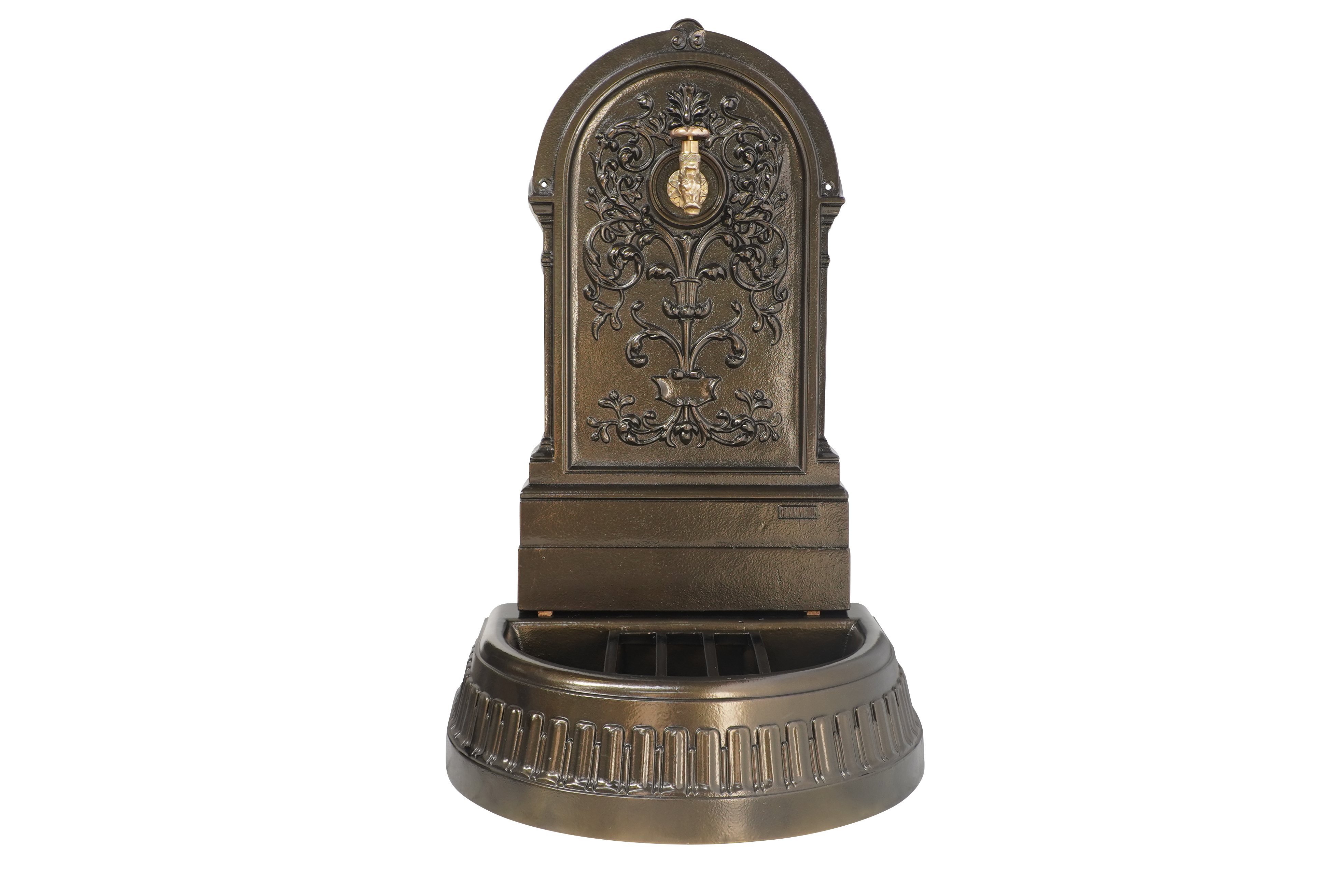 Fontaine floraison vieux bronze avec robinet colvert Dommartin H. 98cm X L. 45cm - Image 1