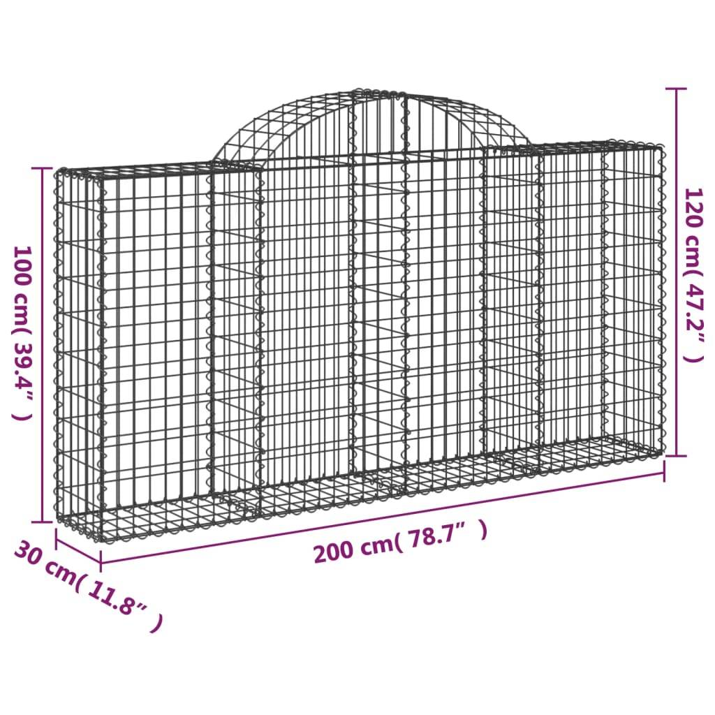 Vidaxl - Panier de gabions arqué 200x30x100/120 cm Fer galvanisé vidaXL 153485 - Image 3