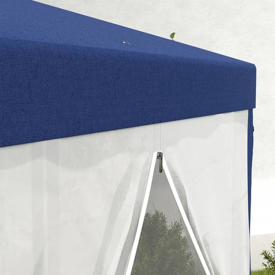 Tonnelle Hexagonale Jardin Moustiquaire Intégrée Toile Polyester 4x3m Bleu - ComfortXL Outdoor Living - Image 8