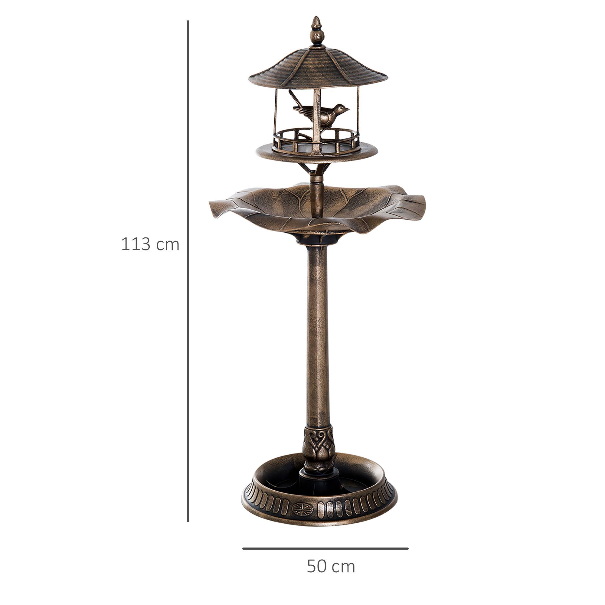 ComfortXL - Bain d’oiseaux 3 en 1 polypropylène bronze Ø 50 x H 113 cm jardin abreuvoir mangeoire - ComfortXL Outdoor Living - Image 4