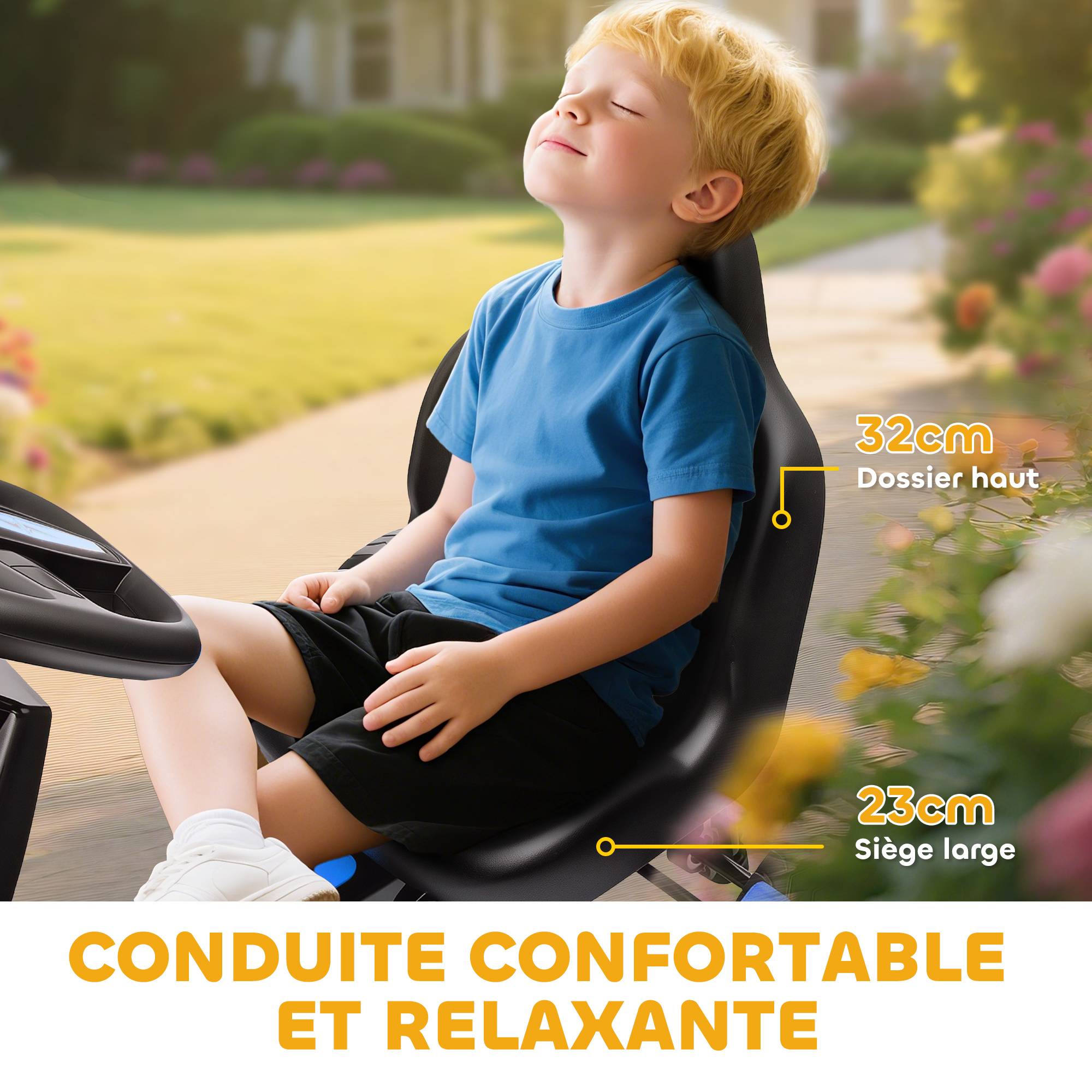 Kart à pédales pour enfants, karting enfant 3 à 6 ans avec roue libre, frein, roues EVA antidérapantes, bleu - Image 9