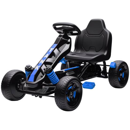 Kart à pédales pour enfants, karting enfant 3 à 6 ans avec roue libre, frein, roues EVA antidérapantes, bleu - Image 2