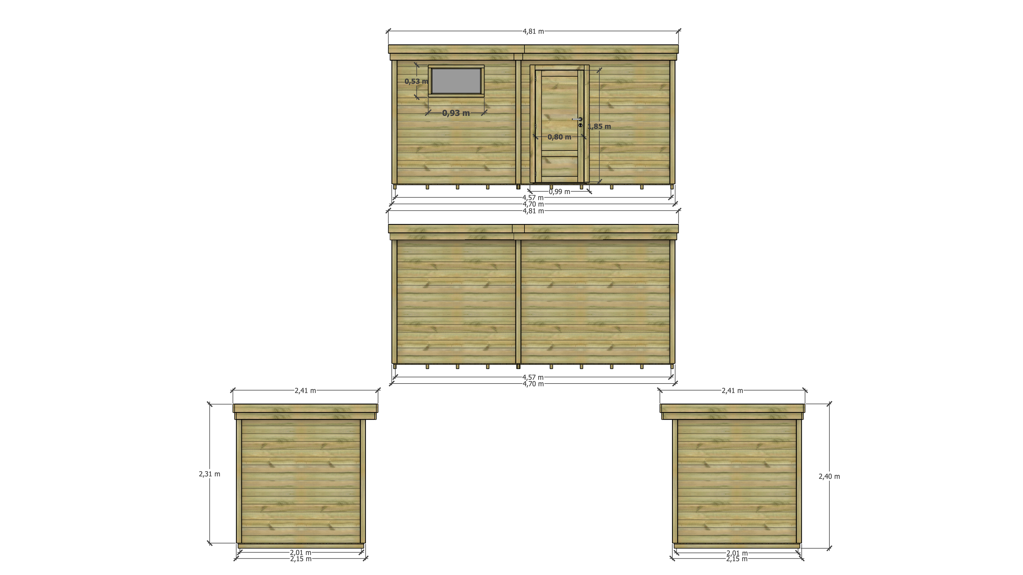 Abri Français - ABRI DE JARDIN bois Pin traité autoclave 27mm - 4,695x2,14m / 10m2 - Bac acier - Plancher bois - Image 4