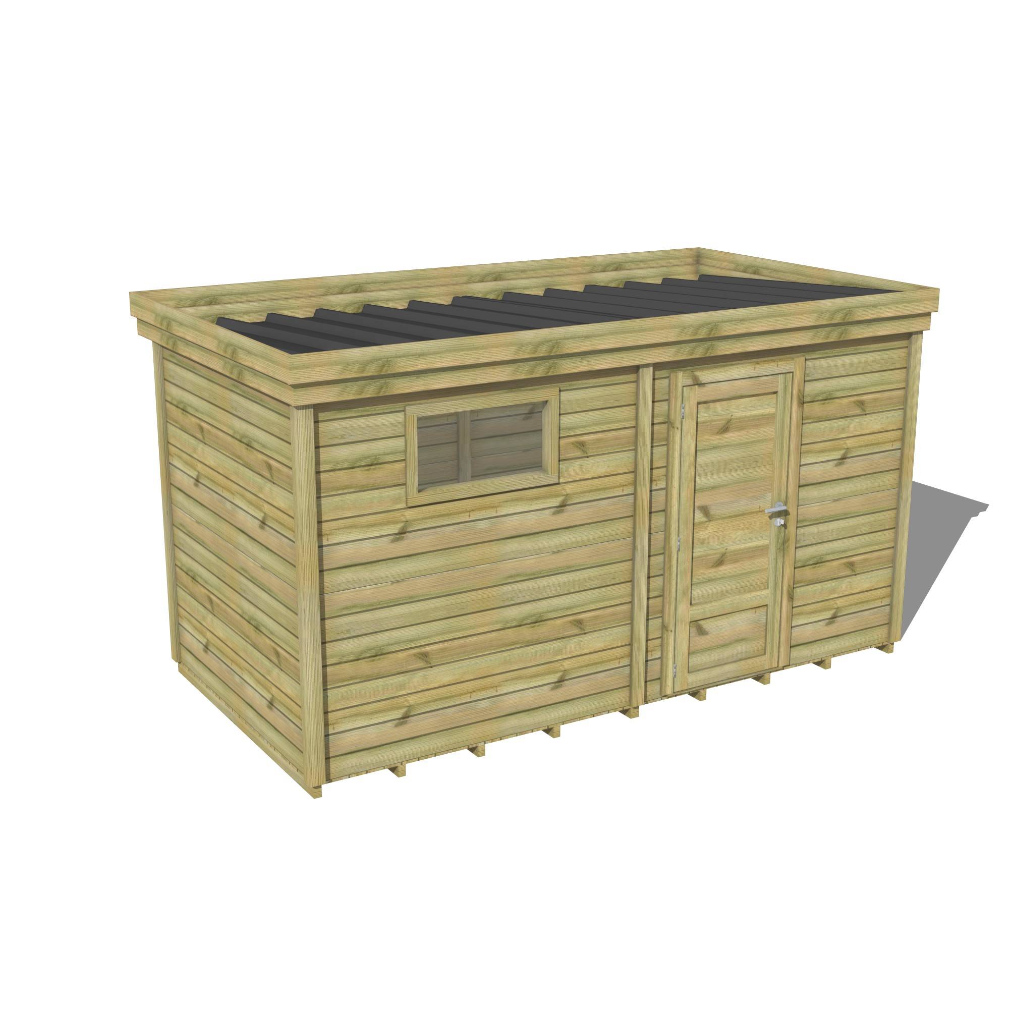Abri Français - ABRI DE JARDIN bois Pin traité autoclave 27mm - 4,695x2,14m / 10m2 - Bac acier - Plancher bois - Image 1