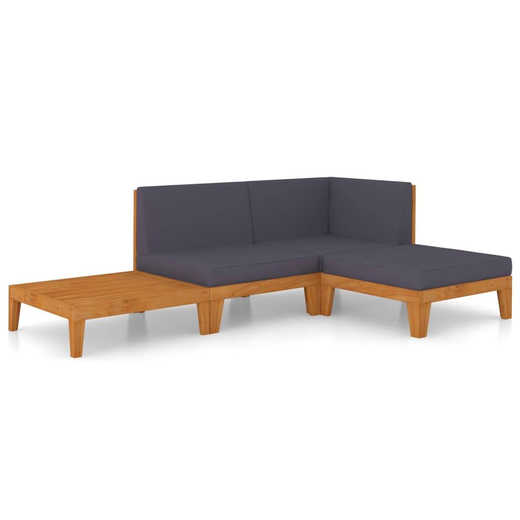 Helloshop26 - Salon de jardin meuble d'extérieur ensemble de mobilier 4 pièces avec coussins bois d'acacia solide - Image 1