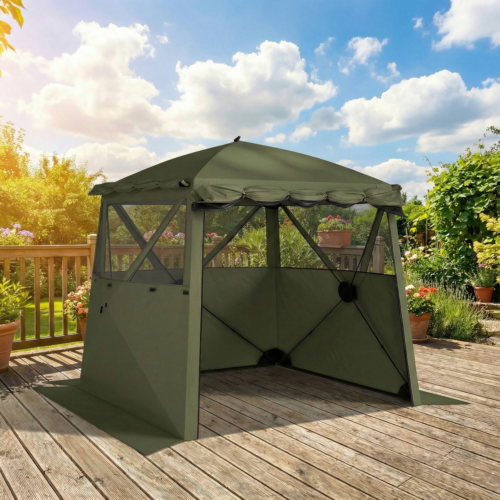 Tonnelle pliante moustiquaire fibre de verre extérieur auvent 198x198cm vert - ComfortXL Outdoor Living - Image 9
