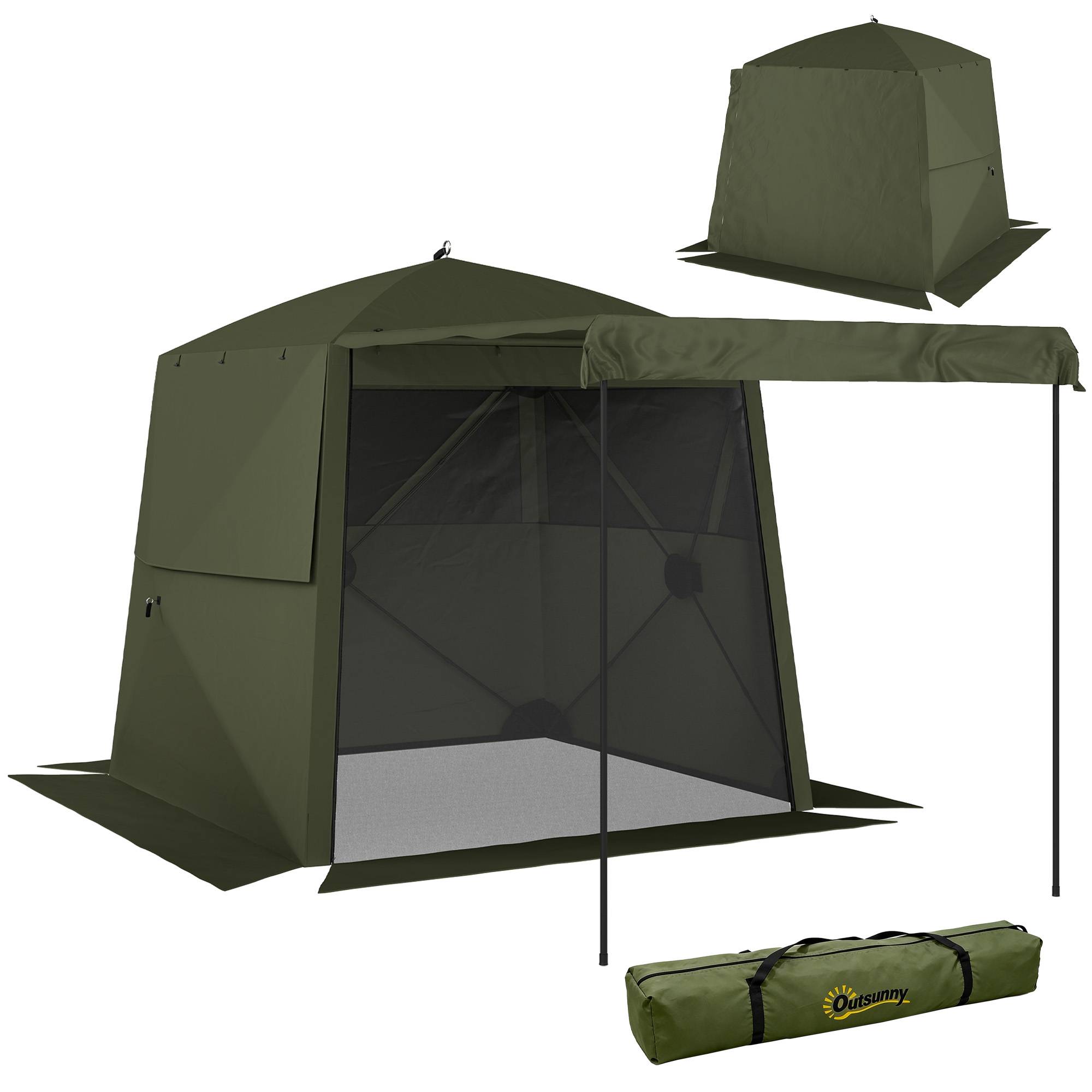 Tonnelle pliante moustiquaire fibre de verre extérieur auvent 198x198cm vert - ComfortXL Outdoor Living - Image 1