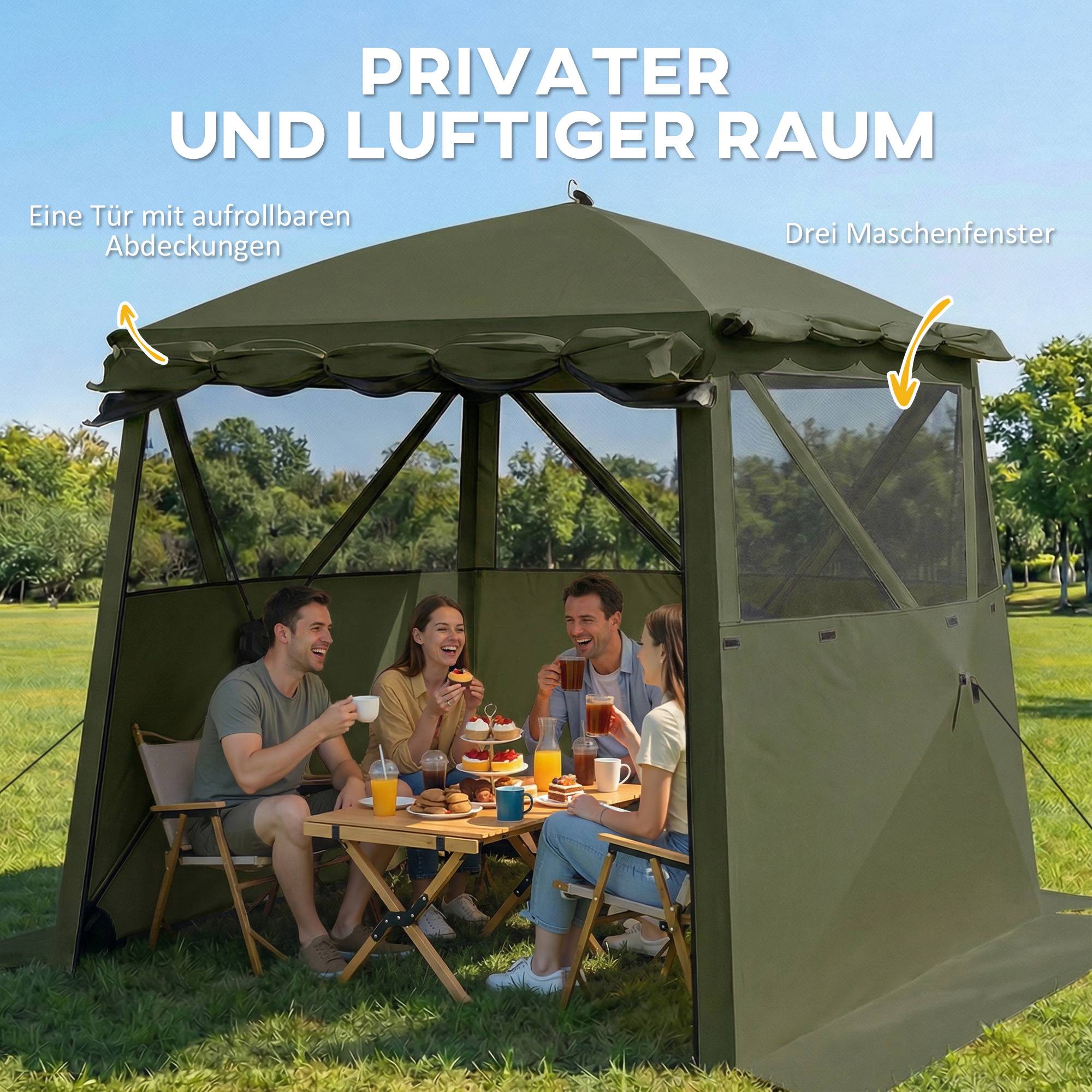 Tonnelle pliante moustiquaire fibre de verre extérieur auvent 198x198cm vert - ComfortXL Outdoor Living - Image 6