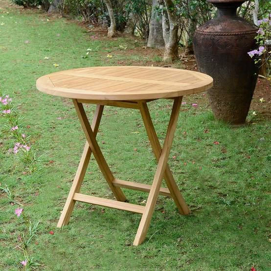 Table pliante ronde en teck massif Adomée ø 90 cm - TECK'Attitude - Image 3