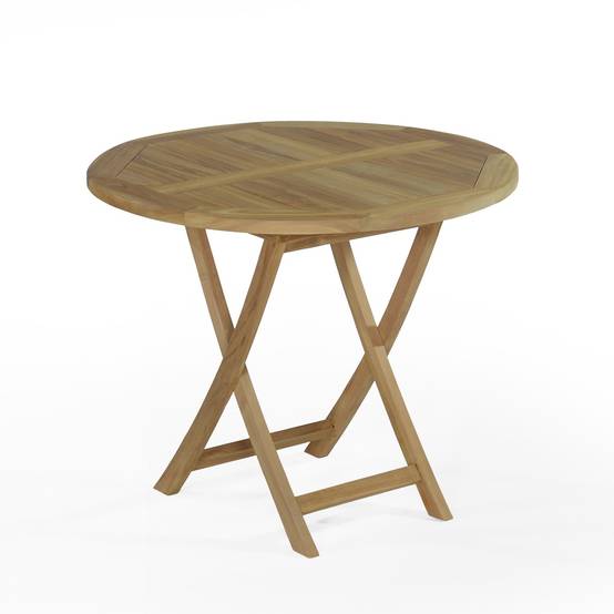 Table pliante ronde en teck massif Adomée ø 90 cm - TECK'Attitude - Image 1