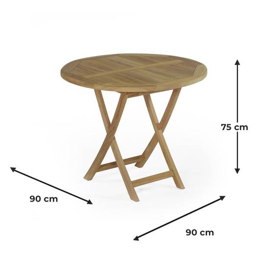 Table pliante ronde en teck massif Adomée ø 90 cm - TECK'Attitude - Image 7
