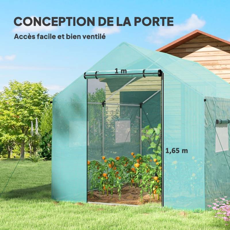 ComfortXL - Serre tunnel PE 2 x 3 x 2 m verte jardin potager porte enroulable ventilation - ComfortXL Outdoor Living - Image 5