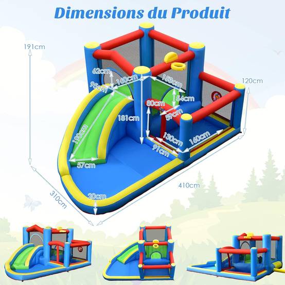 Toboggan aquatique gonflable avec toboggan balles cibles,sac de transport sans gonfleur - Image 4