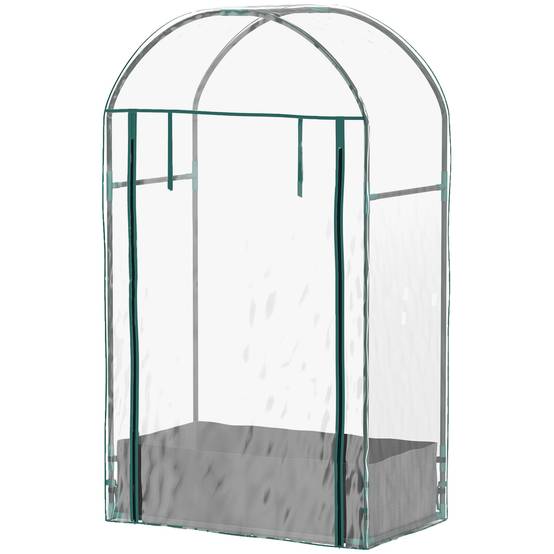 Mini serre de jardin serre balcon avec sac de plantation et housse en plastique renforcé, porte enroulable, transparente - Image 2