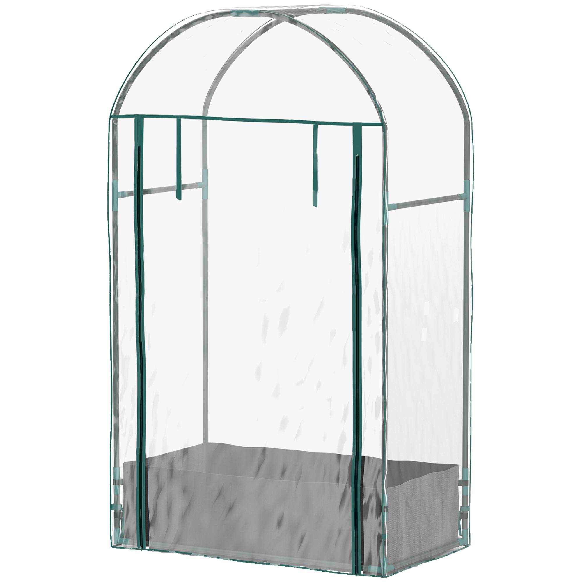 Mini serre de jardin serre balcon avec sac de plantation et housse en plastique renforcé, porte enroulable, transparente - Image 2