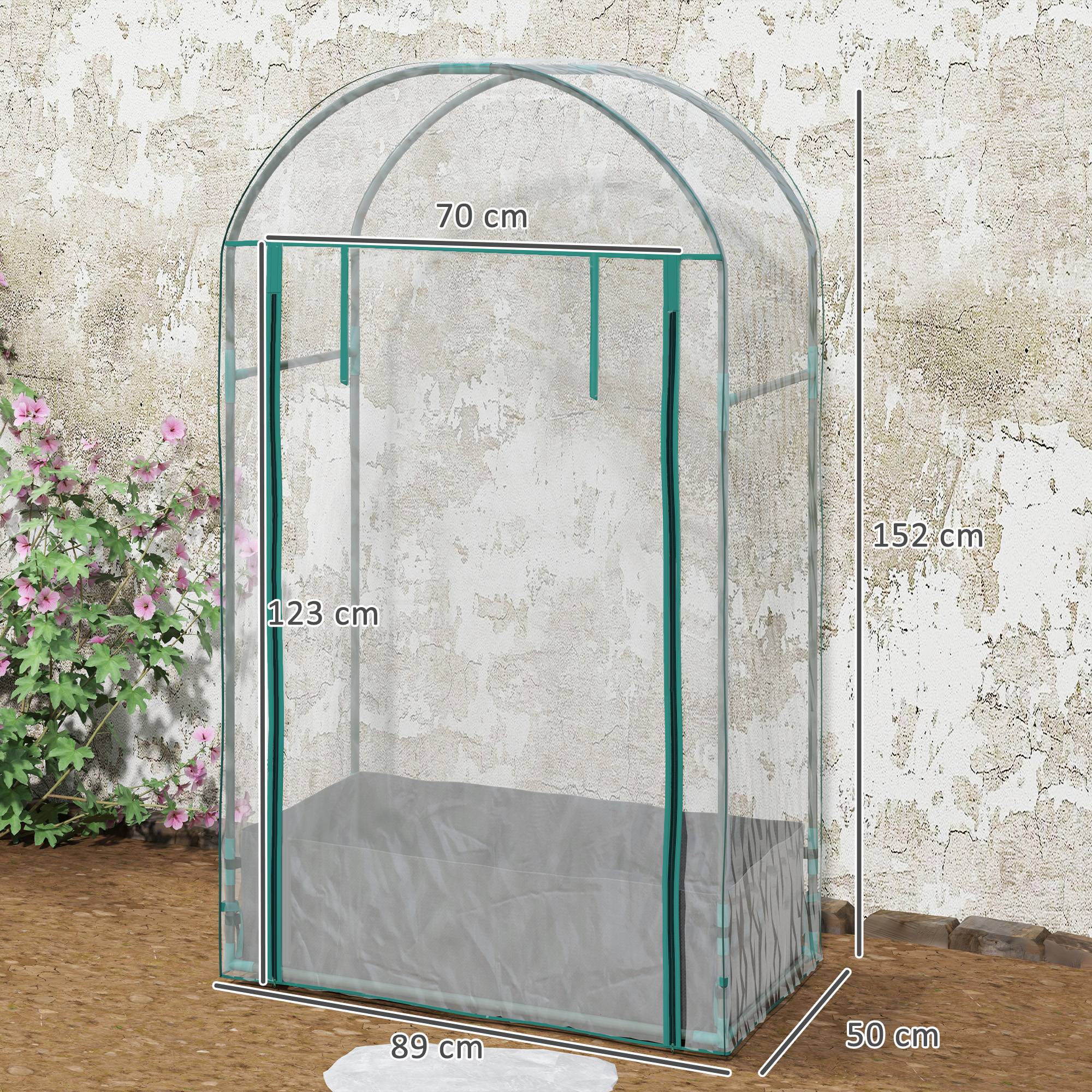 Mini serre de jardin serre balcon avec sac de plantation et housse en plastique renforcé, porte enroulable, transparente - Image 5