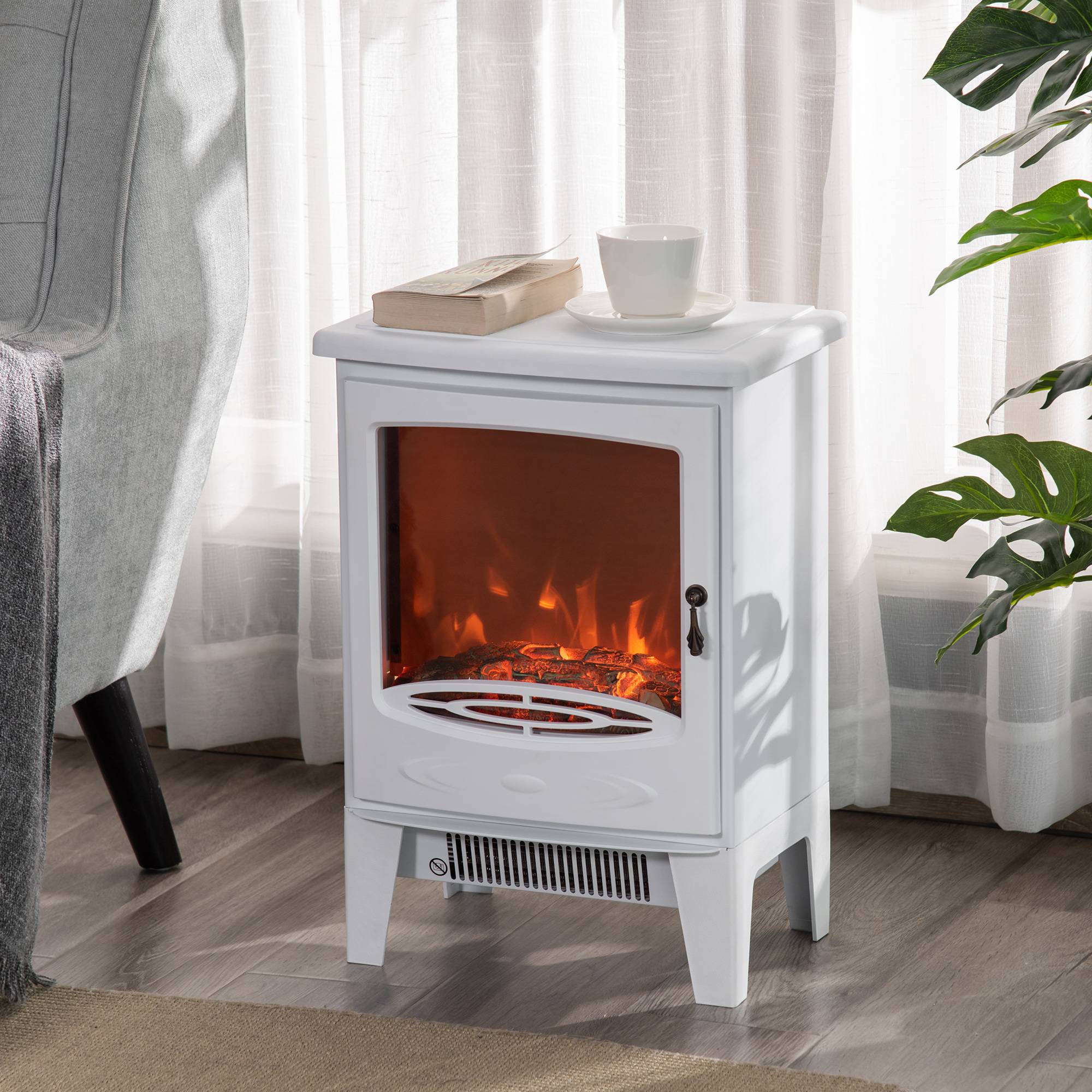 Sans Marque - Cheminée électrique,Cheminée LED 900/1800W décorative blanc - Image 3