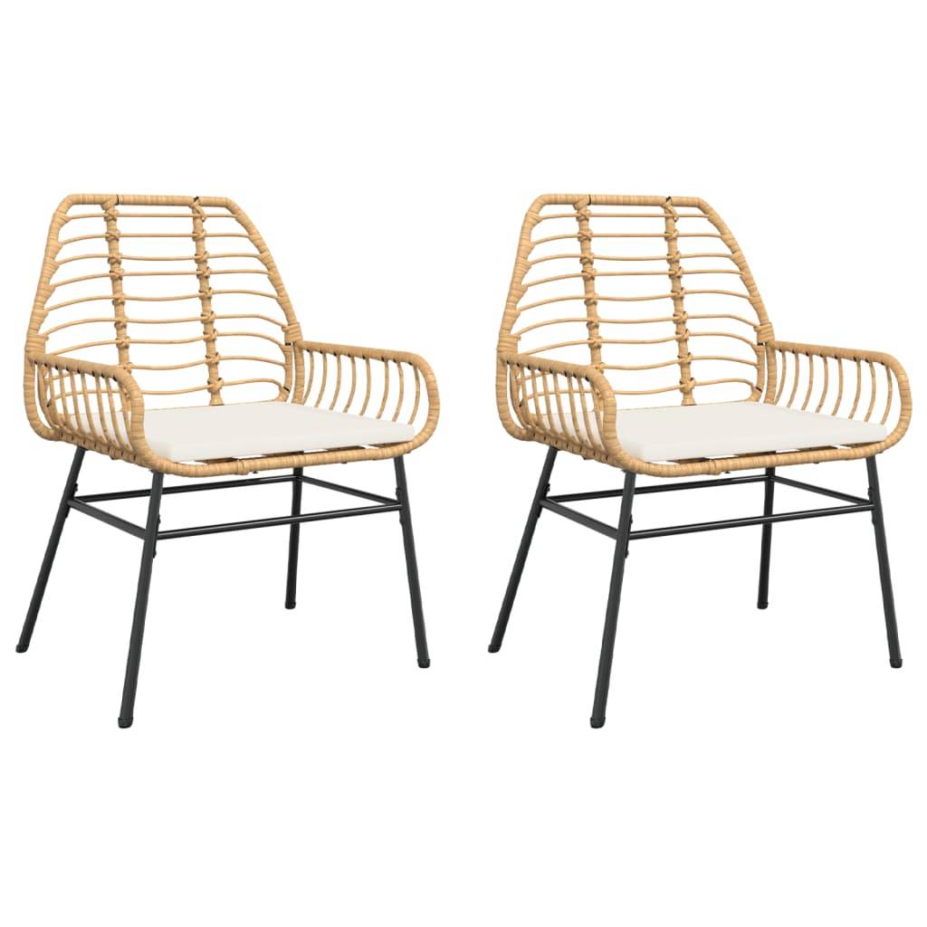 Lot de 2 Fauteuils Bas de Jardin Résine Tressée avec Coussins pour Terrasse Marron – ComfortXL Outdoor Living - Image 2