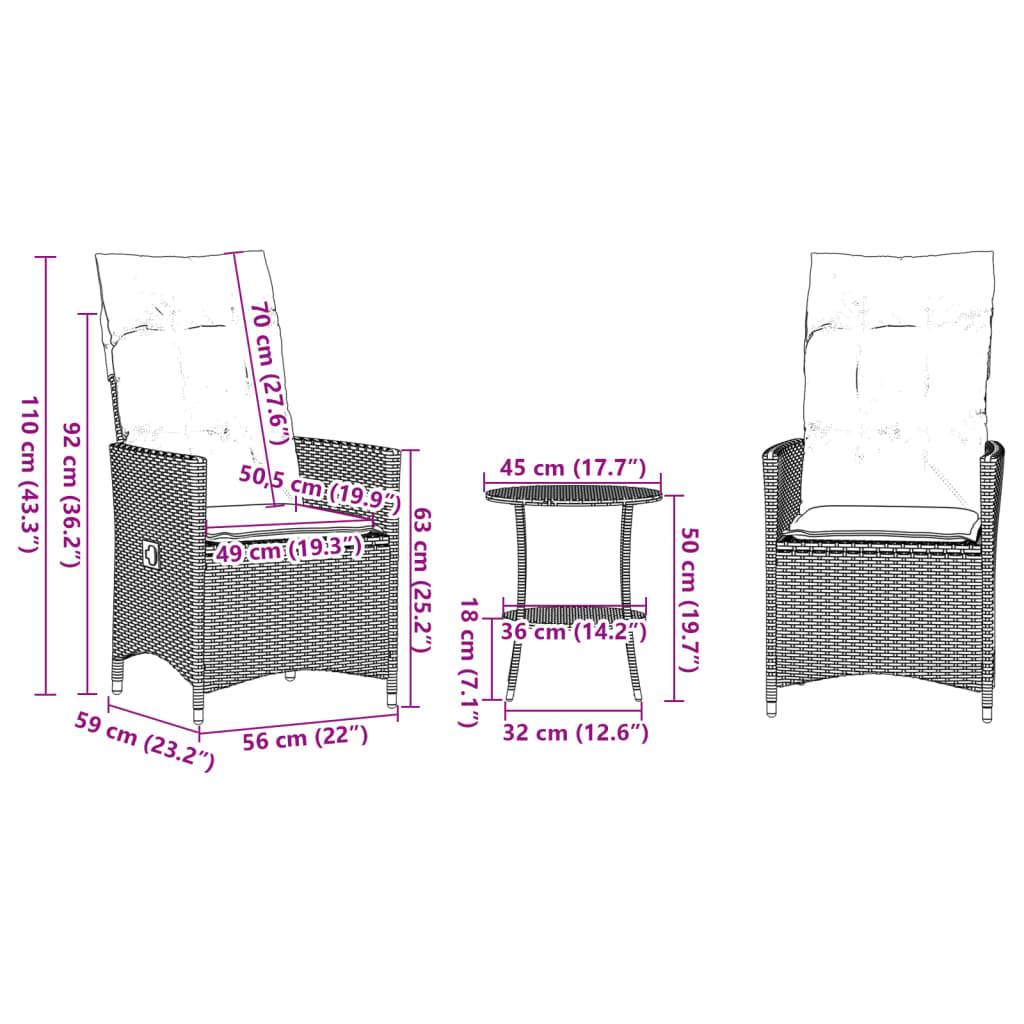 ComfortXL - Duo de Fauteuils de Jardin Relax Inclinables en Résine Tressée Grise avec Table d'appoint Ronde – ComfortXL Outdoor Living - Image 10