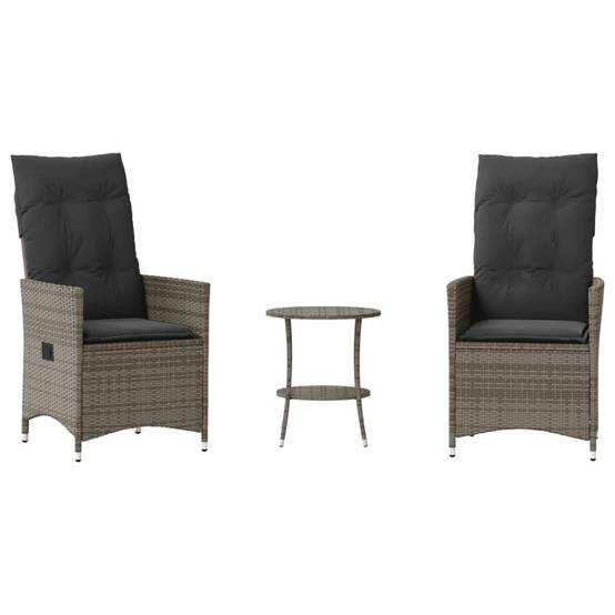 ComfortXL - Duo de Fauteuils de Jardin Relax Inclinables en Résine Tressée Grise avec Table d'appoint Ronde – ComfortXL Outdoor Living - Image 2
