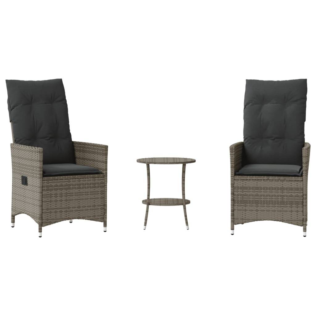 ComfortXL - Duo de Fauteuils de Jardin Relax Inclinables en Résine Tressée Grise avec Table d'appoint Ronde – ComfortXL Outdoor Living - Image 2