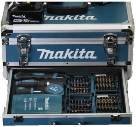 Makita - Perceuse visseuse 18V Ø13 mm - MAKITA - Avec 2 batteries LXT® 18V 5Ah + chargeur rapide + Coffret alu avec tiroir 96 accessoires - DDF484RTX6 - Image 3