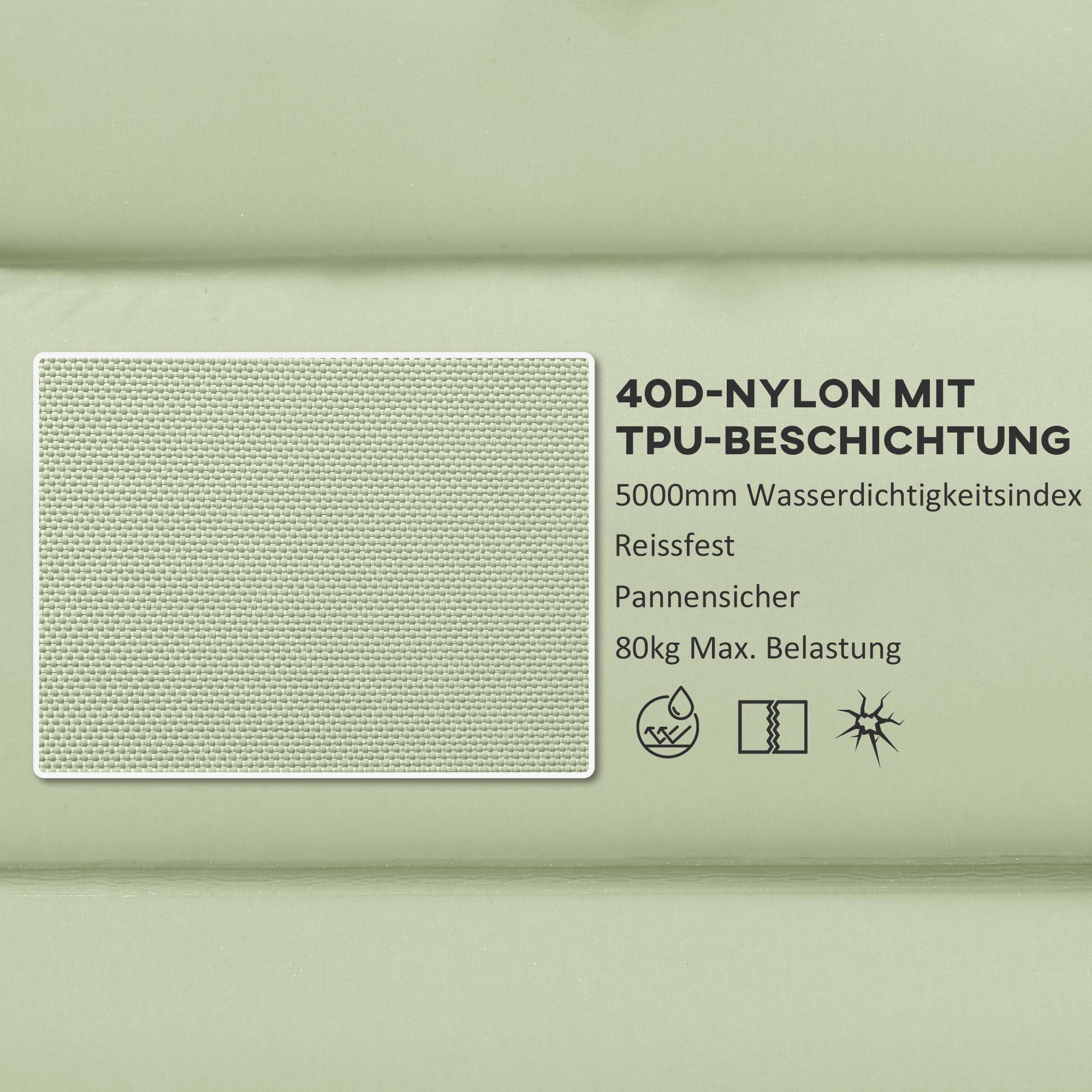 Matelas de camping gonflable 200x60x10 cm imperméable avec pompe à pied et sac de transport, Vert – ComfortXL Outdoor Living - Image 5