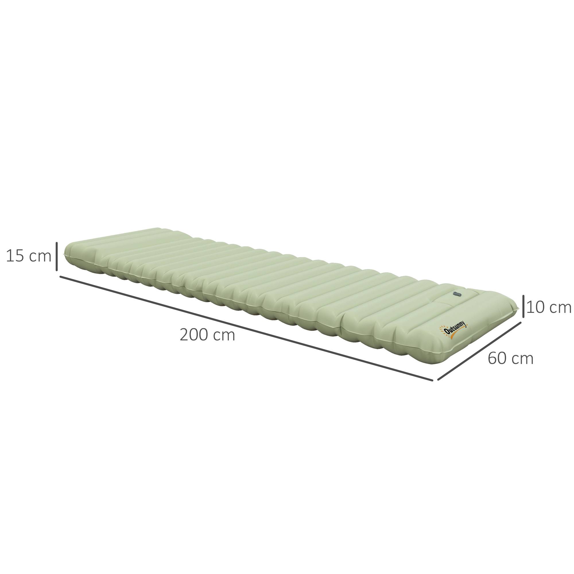 Matelas de camping gonflable 200x60x10 cm imperméable avec pompe à pied et sac de transport, Vert – ComfortXL Outdoor Living - Image 3