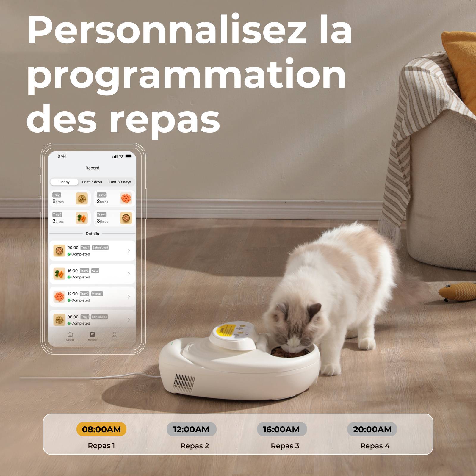 Sans Marque - Robotail F20 Distributeur Automatique Réfrigéré pour Chats, 4 Compartiments, Double Température - Image 6