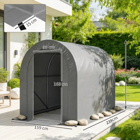 Tente de protection de jardin, abri de stockage extérieur et garage à vélos, bâche PE, cadre en métal galvanisé - Image 4