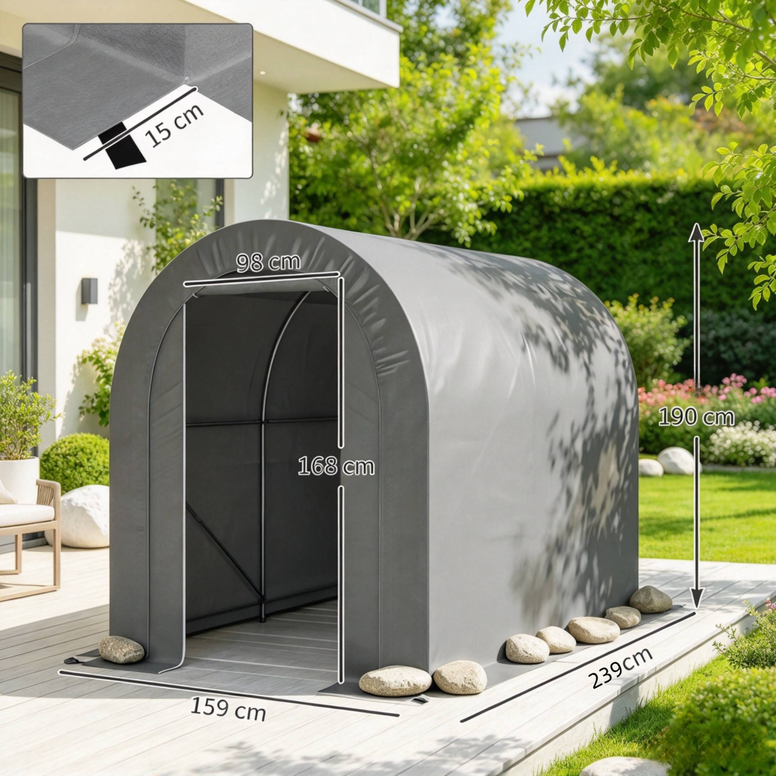 Tente de protection de jardin, abri de stockage extérieur et garage à vélos, bâche PE, cadre en métal galvanisé - Image 4