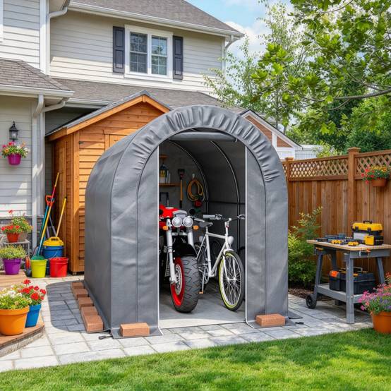 Tente de protection de jardin, abri de stockage extérieur et garage à vélos, bâche PE, cadre en métal galvanisé - Image 8